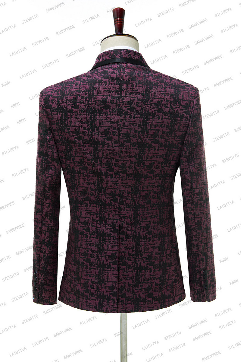 2023-as új bor és vörös fekete jacquard kiváló minőségű, tökéletes öltönyök új dizájn esküvői öltönyök olasz design egyedi készítésű férfi öltöny