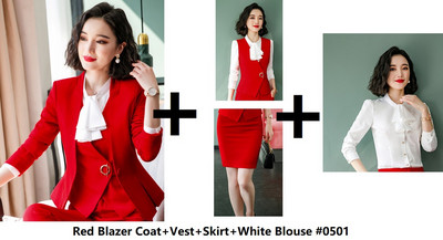 Őszi téli egyenruha Stílusok Hivatalos női öltönyök Professzionális női irodai munkaruha Nadrágruhák Blézerek Elegáns Piros