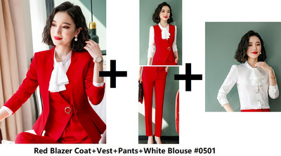 Őszi téli egyenruha Stílusok Hivatalos női öltönyök Professzionális női irodai munkaruha Nadrágruhák Blézerek Elegáns Piros