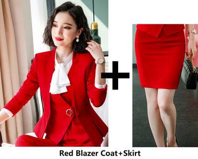 Őszi téli egyenruha Stílusok Hivatalos női öltönyök Professzionális női irodai munkaruha Nadrágruhák Blézerek Elegáns Piros