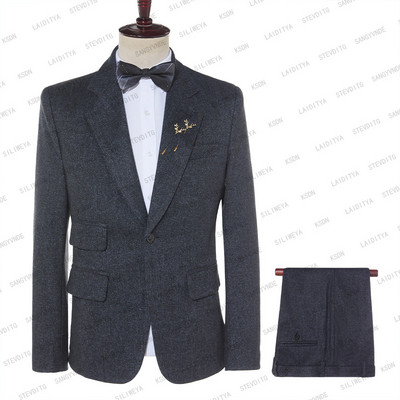 2023, két részes szett kabát nadrág divat új férfi kék fekete vegyes betűs mintás alkalmi üzleti karcsú vőlegény esküvői öltöny