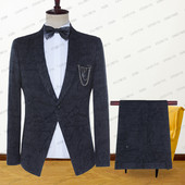 2023-as új esküvői szmoking öltönyök, sötétszürke bársony mintás karcsú szabású férfiaknak, 2 db vőfély férfi, hivatalos üzlet (kabát+nadrág)