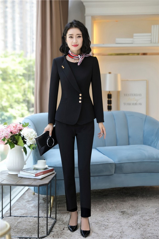 OL Stílusok Formális egyenruha Tervek Női öltönyök nadrággal és felsővel Női irodai munkaruházat Blézerek Professzionális nadrágkosztümök