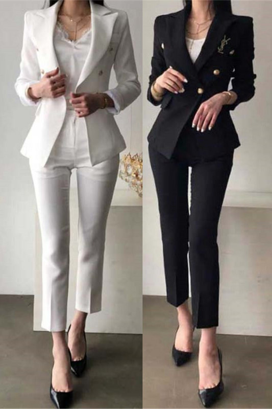 Tavaszi és őszi új fekete öltöny női minőségi önművelés temperamentum divat kilenc nadrág két garnitúra blézer szett