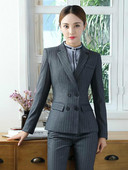 Női nadrágkosztüm Irodai női csíkos blézer szett Duplasoros üzleti kabát Nadrág Alkalmi ruházat Ősz Tél XXL