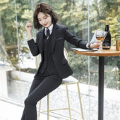 IZICFLY tavaszi őszi fekete női egyenruha nadrággal Elegáns karcsú irodai blézer szett nőknek munkaruha szürke