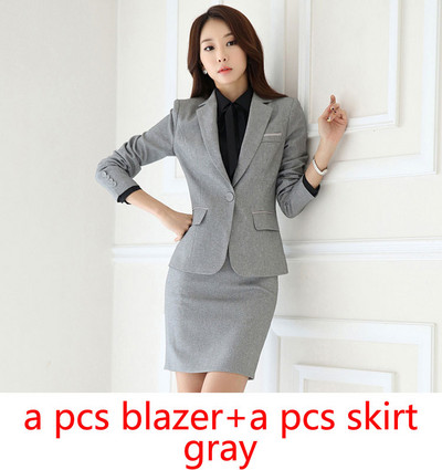 IZICFLY tavaszi őszi fekete női egyenruha nadrággal Elegáns karcsú irodai blézer szett nőknek munkaruha szürke