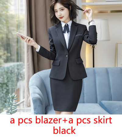 IZICFLY tavaszi őszi fekete női egyenruha nadrággal Elegáns karcsú irodai blézer szett nőknek munkaruha szürke