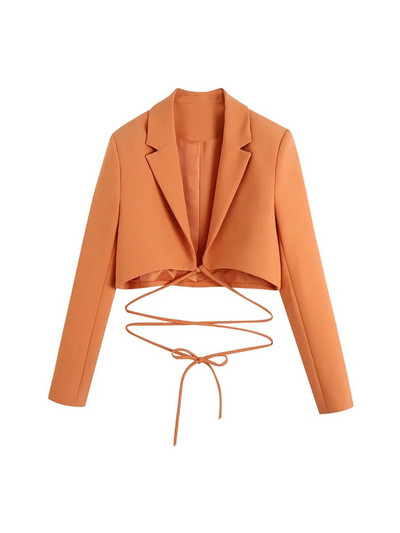 Női szexi narancssárga vágott blézeröltöny, 2022 tavaszi divat, női fűzős, üreges blézer szett Női elegáns rövidnadrág szoknya öltöny