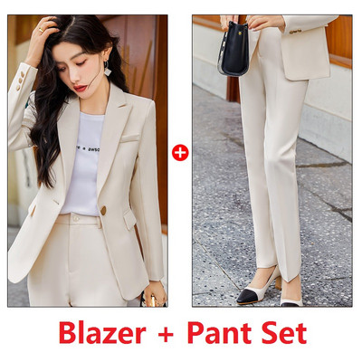 Divat nadrágkosztümök Női üzleti öltönyök nadrág és kabát irodai női blézer munkaruha OL stílus