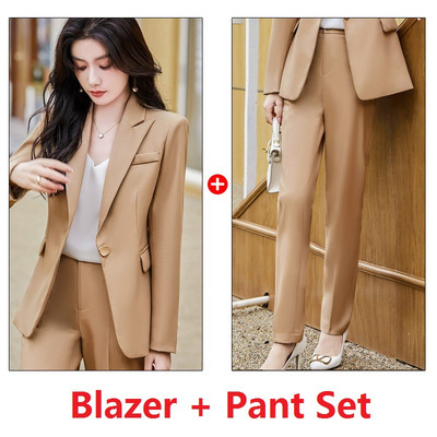 Divat nadrágkosztümök Női üzleti öltönyök nadrág és kabát irodai női blézer munkaruha OL stílus