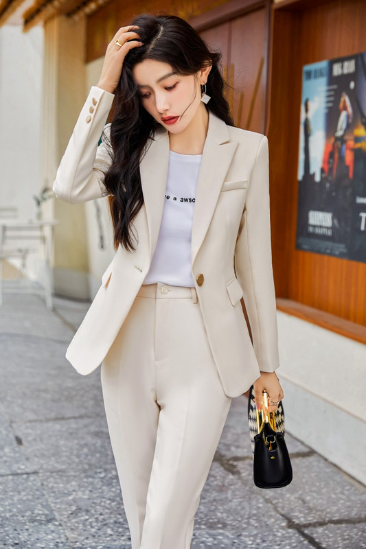 Divat nadrágkosztümök Női üzleti öltönyök nadrág és kabát irodai női blézer munkaruha OL stílus