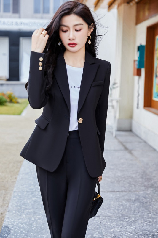 Divat nadrágkosztümök Női üzleti öltönyök nadrág és kabát irodai női blézer munkaruha OL stílus