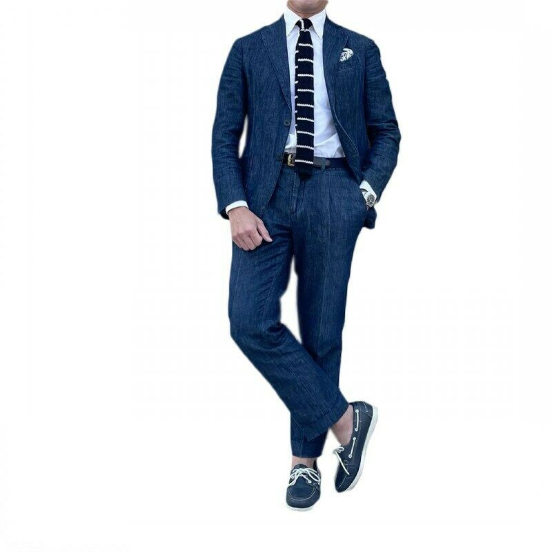 Jelmez Homme farmer öltönyök öltönyök méretre szabott 2 darab karcsú szabású kabát nadrág szalagavató szmoking Esküvői vőlegény Alkalmi munka Alkalmi szabott