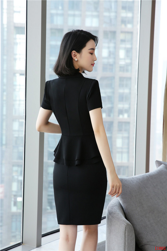 Új, 2019-es narancssárga rózsaszín blézer női öltönyök hivatalos irodai öltönyök munkaruha egyenruha női szoknya és kabát szettek