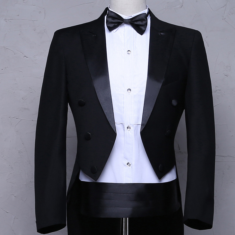 Férfi fraktok 5 részes szett szmoking öltönyök fecskefarkú kabát formális buli esküvői színpad Férfi dzseki táncvarázsfarkú öltönyök