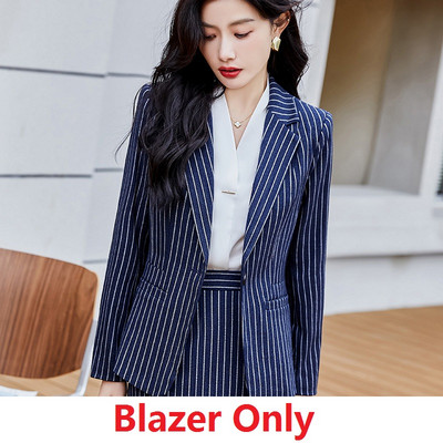 Divatblézer női üzleti öltönyök nadrág és dzseki szettek irodai női munkaruha nadrágkosztümök fekete csíkos