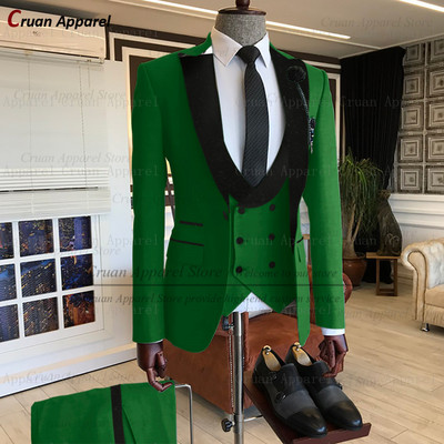 20 színű legújabb khaki esküvői férfi öltöny szett, szabott fehér vőlegény vőlegény szmoking formális fekete bársony blézer mellény nadrág 3 db