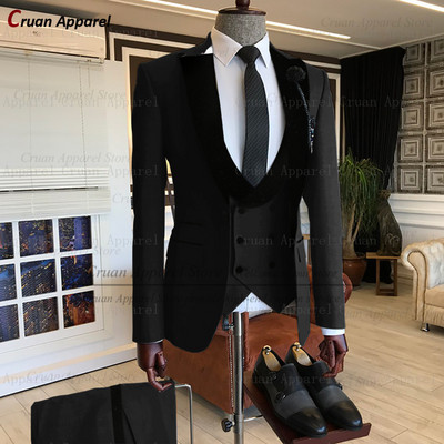 20 színű legújabb khaki esküvői férfi öltöny szett, szabott fehér vőlegény vőlegény szmoking formális fekete bársony blézer mellény nadrág 3 db
