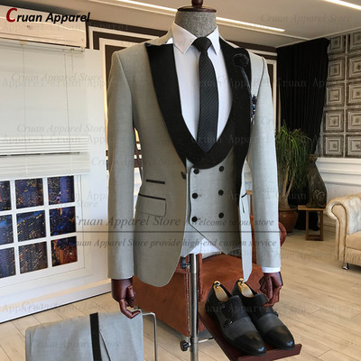 20 színű legújabb khaki esküvői férfi öltöny szett, szabott fehér vőlegény vőlegény szmoking formális fekete bársony blézer mellény nadrág 3 db