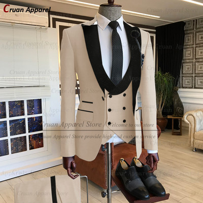 20 színű legújabb khaki esküvői férfi öltöny szett, szabott fehér vőlegény vőlegény szmoking formális fekete bársony blézer mellény nadrág 3 db