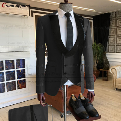 20 színű legújabb khaki esküvői férfi öltöny szett, szabott fehér vőlegény vőlegény szmoking formális fekete bársony blézer mellény nadrág 3 db