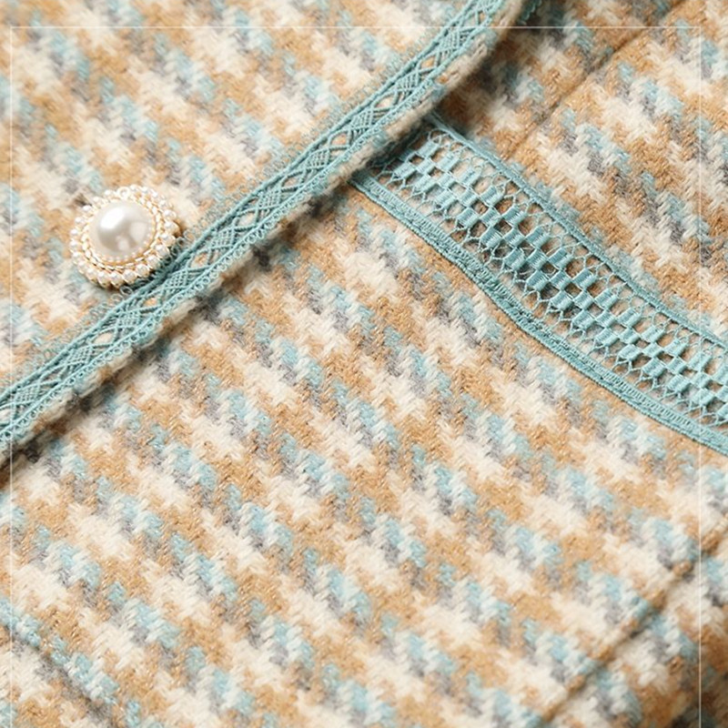 Női őszi gyapjúkeverékek blézer szoknyák kétrészes ruha szett Koreai hölgy kecses karcsú kabát szoknya ruhák elegáns ruhák