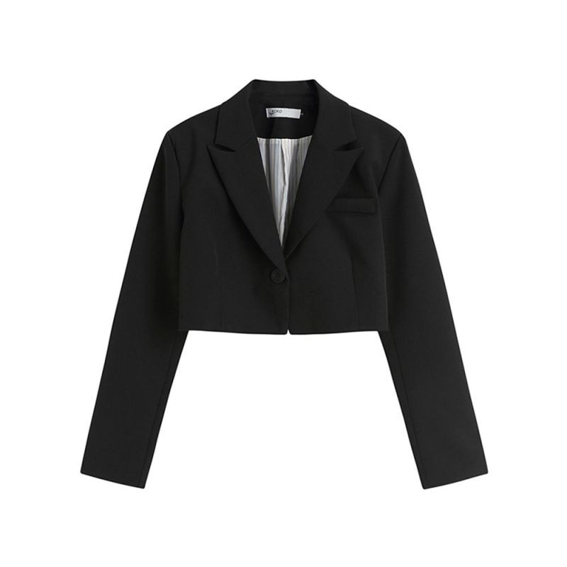 Tavaszi őszi női rövid blézer széles szárú nadrág, kétrészes szett Női divatos fekete öltöny dzseki magas derekú nadrág ruhák 2022