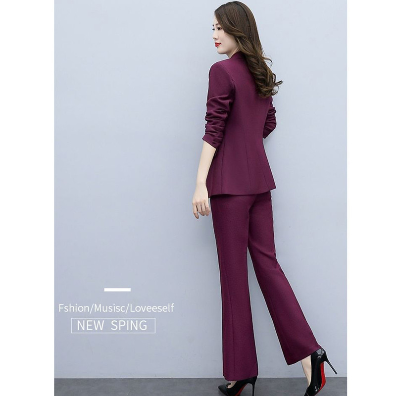 Koreai női kecses blézer hosszú nadrág kétrészes szett tavaszi őszi irodai hölgy fekete öltöny kabát nadrág ruhák munkaruhák