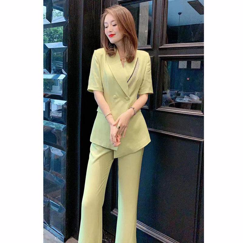 Női öltöny szett 2023 nyár divat Új egyszínű alkalmi nadrágok Kétrészes női blézer hosszú nadrág irodai elegáns szettek T43