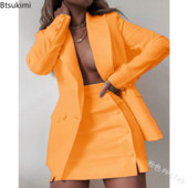 Új női irodai 2 részes szettek tömör öltönyök szoknyákkal Női 4XL 5XL üzleti női szettek blézer és szoknya 2022