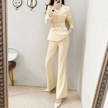 Άνοιξη και φθινόπωρο 2023 Νέο επαγγελματικό κοστούμι δύο τεμαχίων γυναικεία μόδα Κομψό μακρυμάνικο σετ παντελόνι σακάκι γυναικεία ρούχα T24