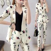 Női divatos professzionális öltöny, kétrészes 2023 nyári új temperamentum blézer nadrág szett Női alkalmi nadrágkosztüm T22