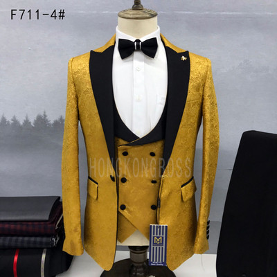 Férfi 3 db-os szett vőlegény ruha kabát mellény / 2022 vékony szabású esküvői ruha üzleti alkalmi alkalmi öltöny blézer kabát nadrág mellény