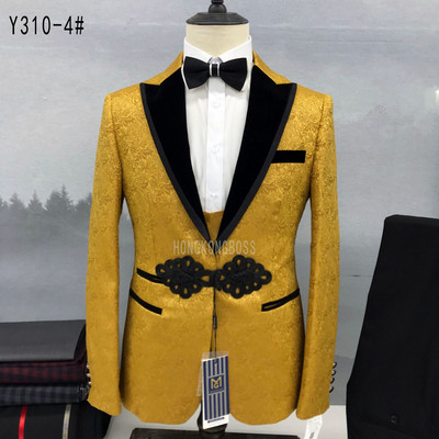 Férfi 3 db-os szett vőlegény ruha kabát mellény / 2022 vékony szabású esküvői ruha üzleti alkalmi alkalmi öltöny blézer kabát nadrág mellény