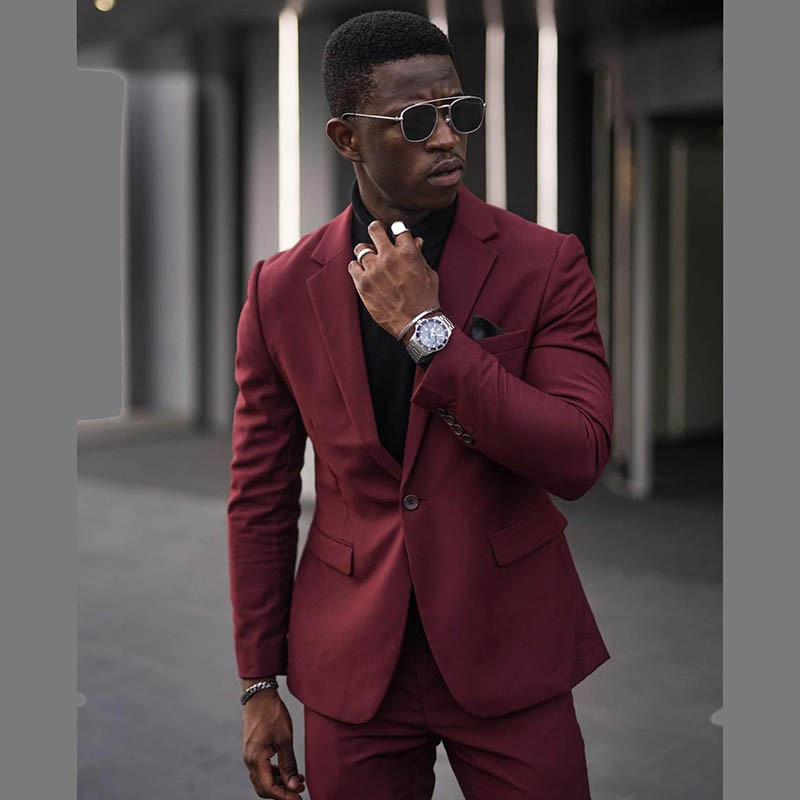 Új érkezés, karcsúsított férfi öltöny, 2021. rovátkolt hajtóka, vőlegény szmoking, formális üzleti férfi öltöny, 2 részes blézer nadrág Traje Hombre