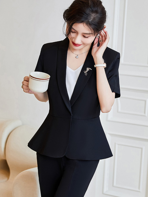 Nyári divat blézer női üzleti öltönyök 2 részes nadrág és felső szettek nadrágkosztümök női dzsekik Munka irodai egyenruha
