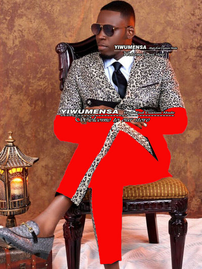 Fekete/arany leopárd öltönyök férfi karcsú szabású, hétköznapi, kétsoros kabát, nadrág dizájn, legújabb dohányzó vőlegény blézer Traje De Hombre