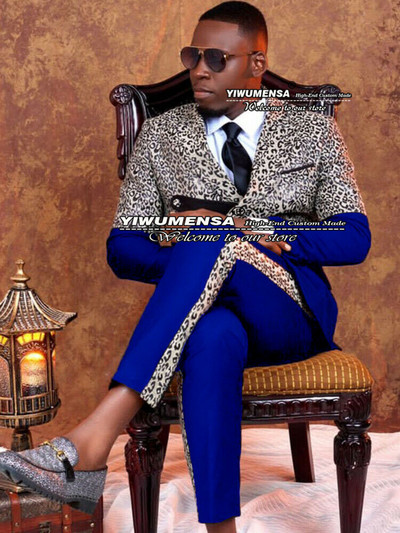 Fekete/arany leopárd öltönyök férfi karcsú szabású, hétköznapi, kétsoros kabát, nadrág dizájn, legújabb dohányzó vőlegény blézer Traje De Hombre