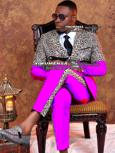 Fekete/arany leopárd öltönyök férfi karcsú szabású, hétköznapi, kétsoros kabát, nadrág dizájn, legújabb dohányzó vőlegény blézer Traje De Hombre