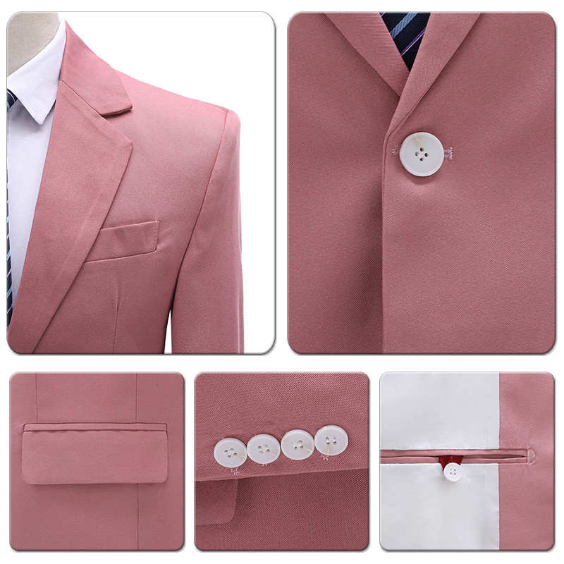 Rózsaszín báli öltönyök férfiaknak Esküvői vőlegény szmoking öltönyök Férfi színpadi énekes jelmez Home Party Stage férfi öltönyök nadrággal Ternos 5XL