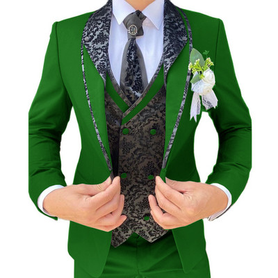 Esküvői öltöny férfiaknak formális blézer nadrág mellény három részes vőlegény dzseki szett Jacquard karcsú viselet conjuntos de chaqueta