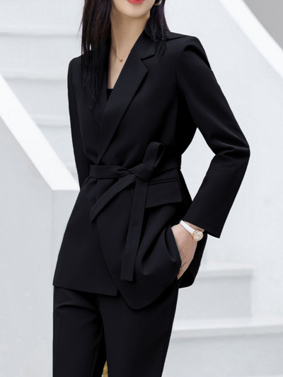 Divat Női Elegáns Üzleti nadrágok Öltöny Alkalmi Vintage Blézer dzsekik Egyenes nadrágok 2 db Női Alkalmi ruhák Új