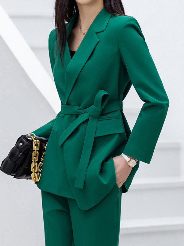 Divat Női Elegáns Üzleti nadrágok Öltöny Alkalmi Vintage Blézer dzsekik Egyenes nadrágok 2 db Női Alkalmi ruhák Új