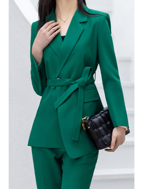 Divat Női Elegáns Üzleti nadrágok Öltöny Alkalmi Vintage Blézer dzsekik Egyenes nadrágok 2 db Női Alkalmi ruhák Új