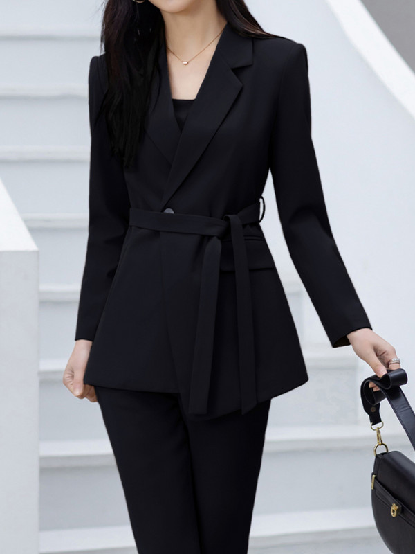 Divat Női Elegáns Üzleti nadrágok Öltöny Alkalmi Vintage Blézer dzsekik Egyenes nadrágok 2 db Női Alkalmi ruhák Új