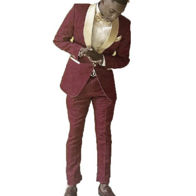 Vőlegények királykék mintás vőlegény szmoking kendő, arany hajtóka, férfi öltöny 2 darabból, esküvői vőlegény (kabát+nadrág+nyakkendő)