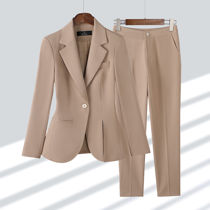 Professzionális öltönyök női tavaszi új divat formális temperamentum alkalmi sárga karcsú blézer és nadrág irodai női munkaruházat kék