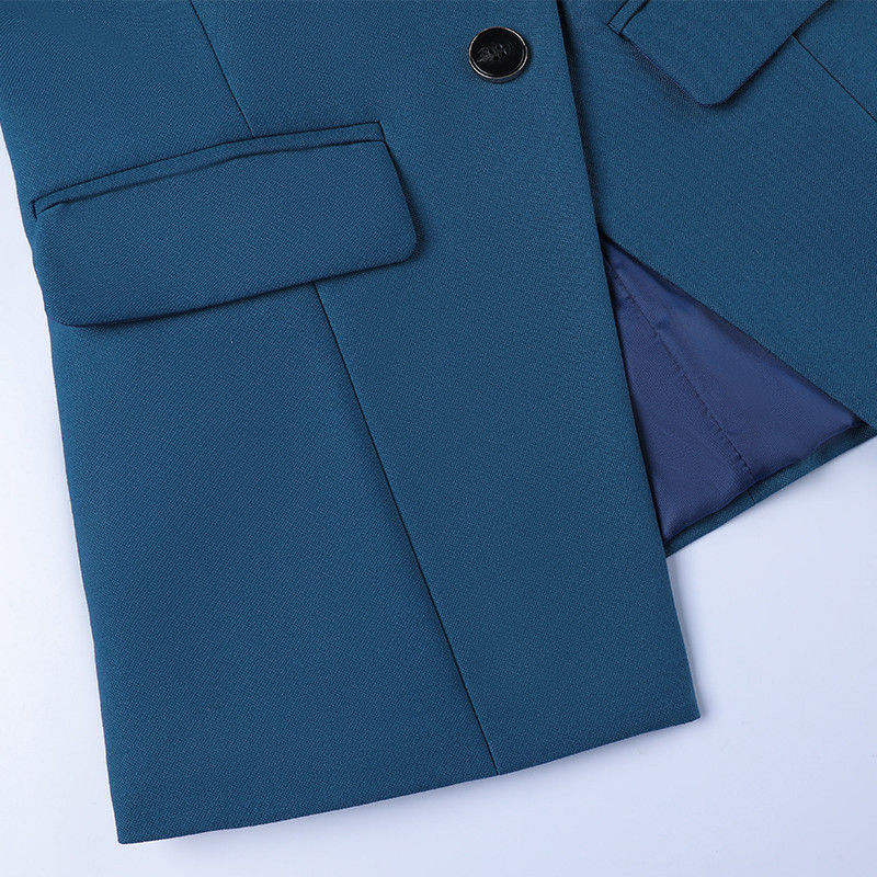 Professzionális öltönyök női tavaszi új divat formális temperamentum alkalmi sárga karcsú blézer és nadrág irodai női munkaruházat kék