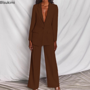 Νέα επίσημα σετ γραφείου 2 τμχ για γυναίκες 2022 Blazer Suits and Pants Slim Fit Γυναικεία παντελόνια Κοστούμια Temperament Tracksuits
